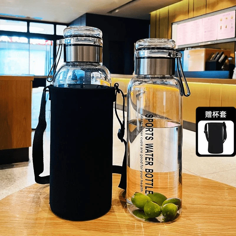 【送杯套】1L大容量墩墩杯玻璃水杯便携茶杯茶水分离泡茶防漏茶仓