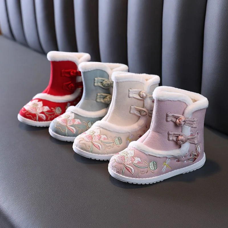 【小扬哥推荐】汉服鞋子加绒棉鞋儿童古代绣花鞋女童小女孩古装老