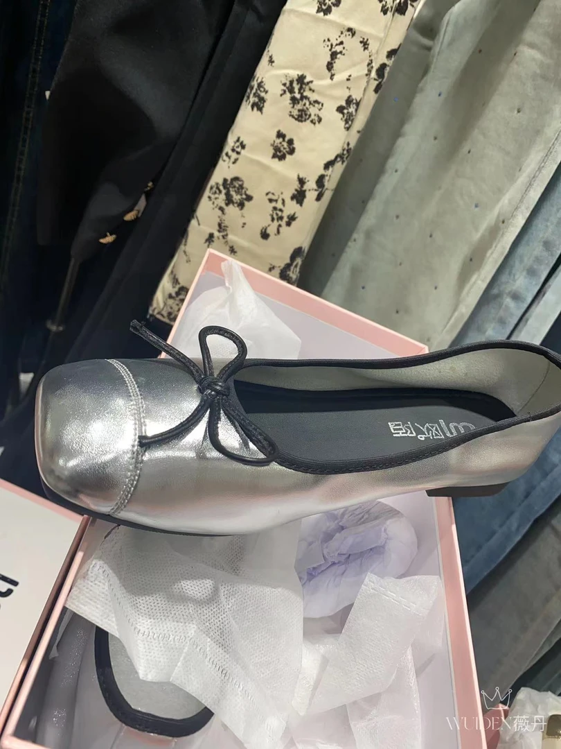 42408#银色蝴蝶结女士鞋