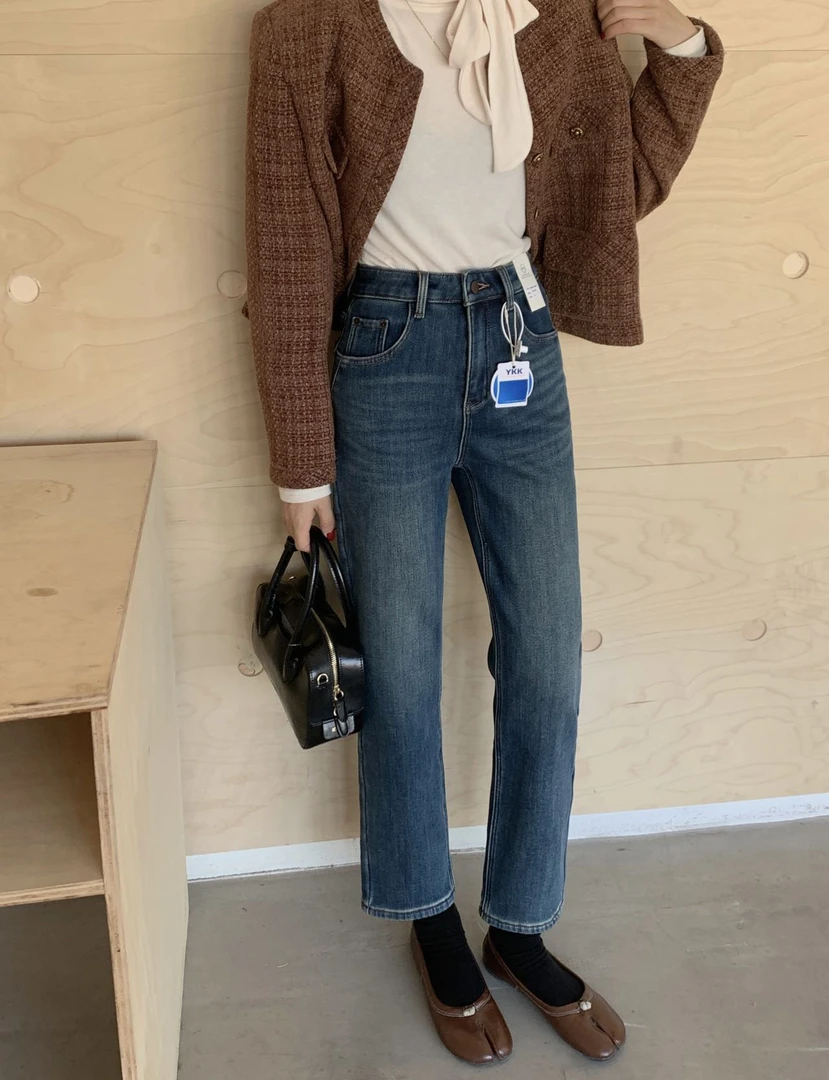 8093#复合绒法棍裤烟管