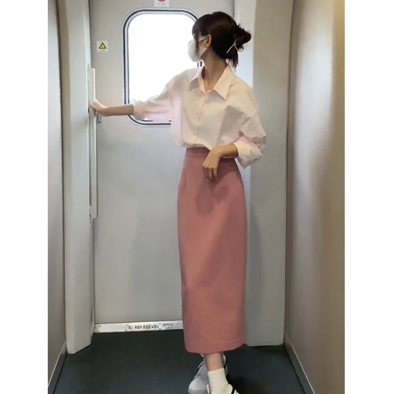 夏装2024女装茶系穿搭高级感春季小香风衬衫半身裙子职业两件套装