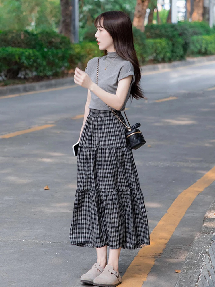 夏天小个子穿搭一整套灰色收腰别致甜辣裙子套装女装2024新款夏装