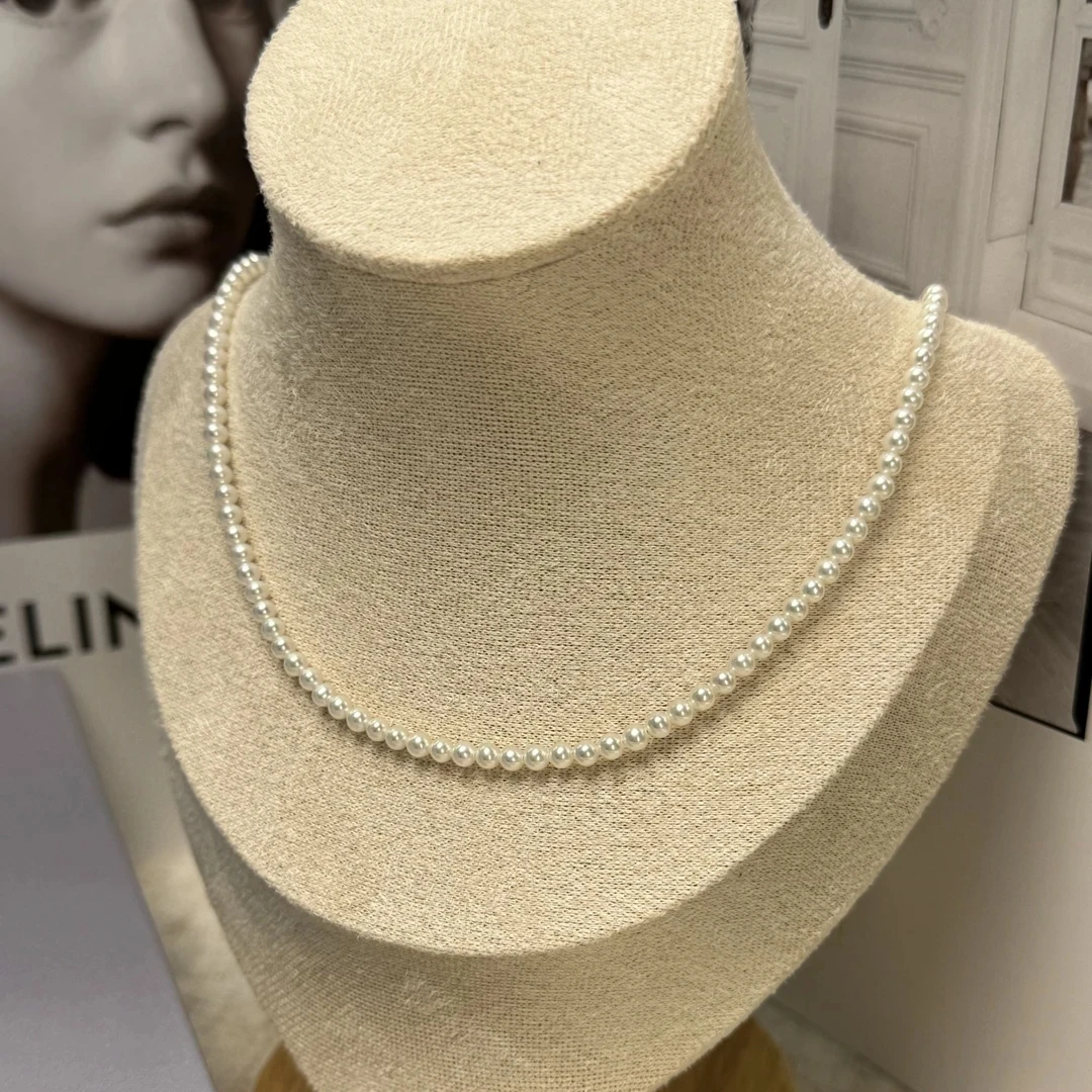 天然淡水气质小米珠项链2-3mm小点位正圆极强光锁骨链百搭