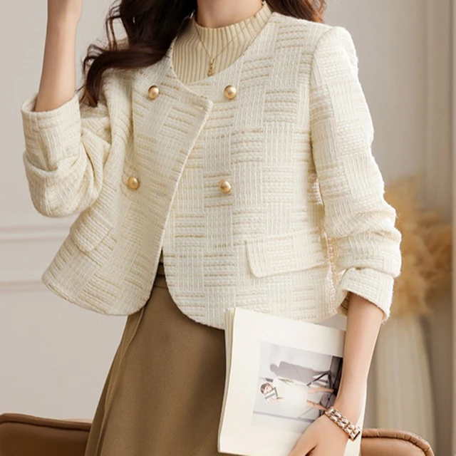 现货 夏季上衣女外季女外套小香风气质短款短外套百搭杏色百搭