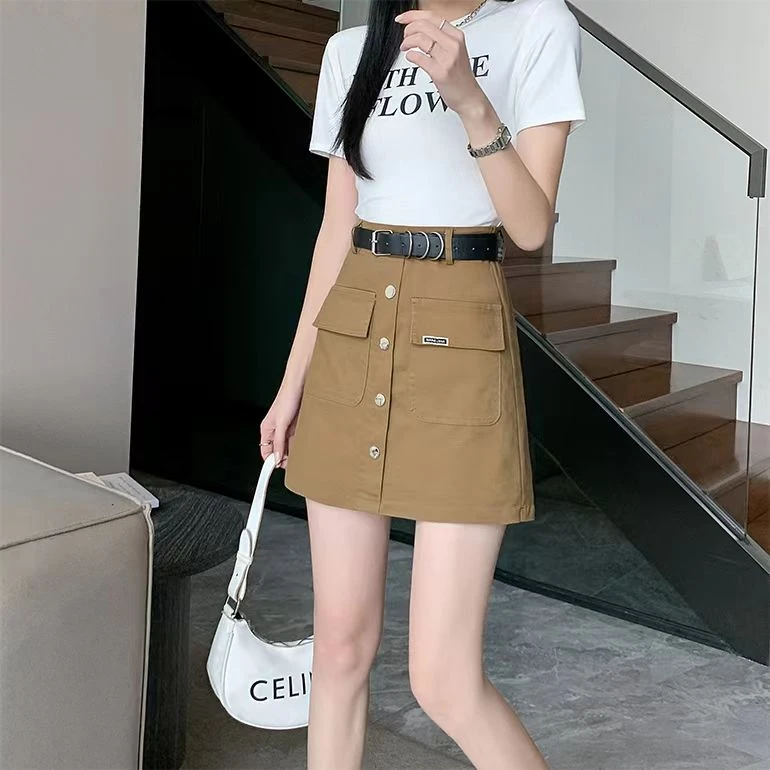单排扣韩版百搭显瘦大码女装休闲宽松版弹力高腰短裤时尚洋气