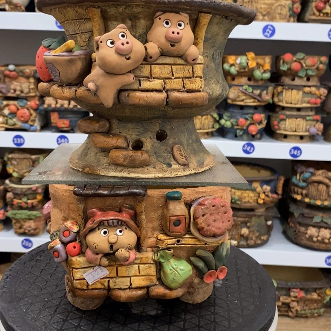 安*嘻哈粗陶手捏花盆