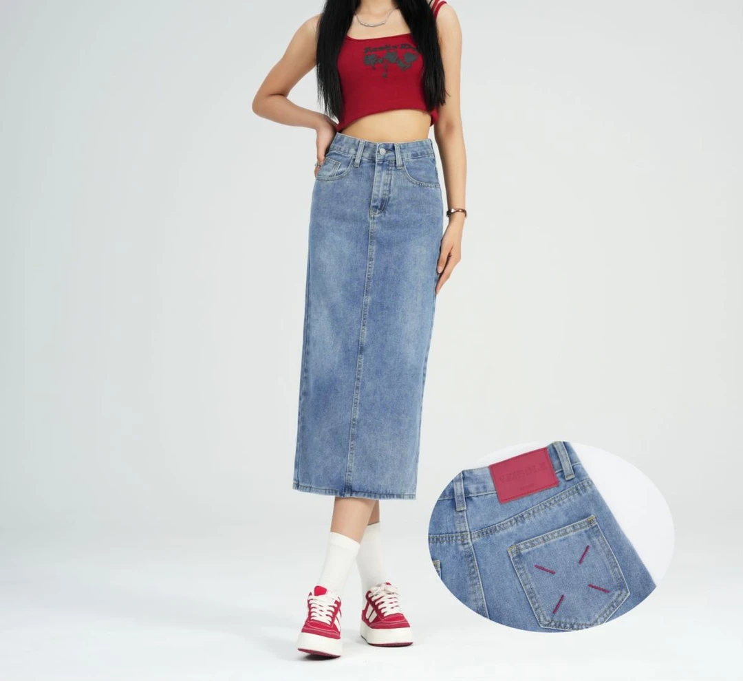 【清仓活动】牛仔半身裙显瘦半身裙开叉夏季薄款中长款裙A字时尚