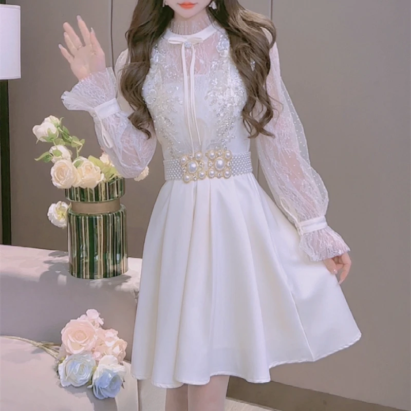 （里P）公主家3818秋季精致名媛轻奢长袖公主裙法式收腰连衣裙