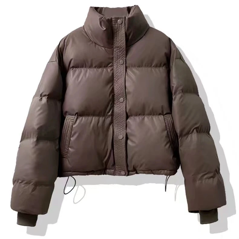 清仓24免洗pu棉服女短款冬季加厚立领面包服小个子外套棉衣外套女