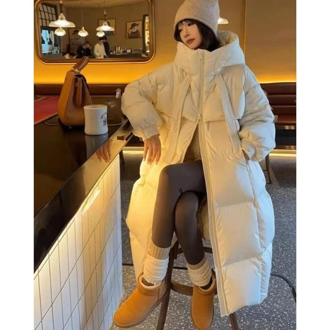 2024冬季加厚棉服女长款过膝韩版宽松面包服