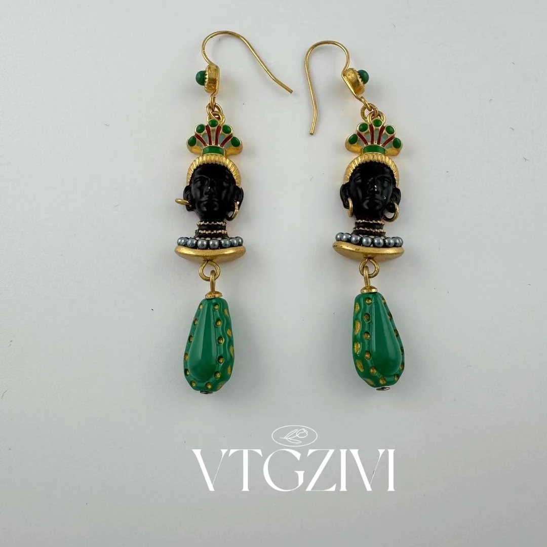 铜合金耳饰 VTGZIVI饰品/时尚百搭日常/B50/新款小黑人耳钉系列