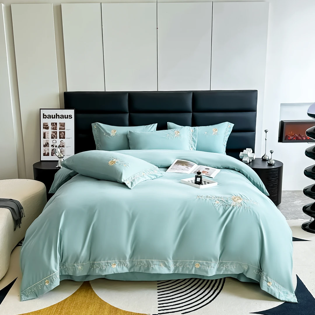 【婉夏】四季款120S长绒棉细腻加密软糯四件套床裙刺绣