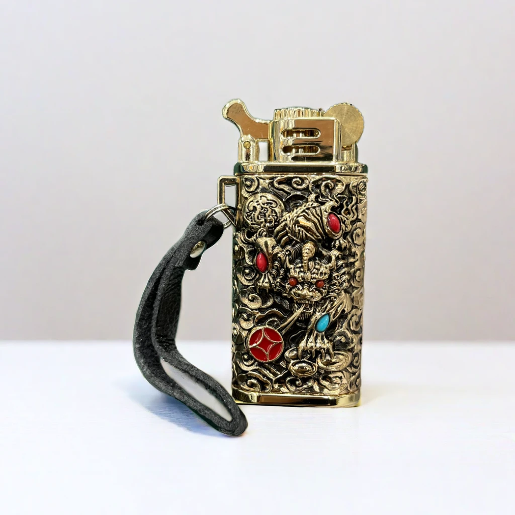 首领煤油打火机浮雕貔貅高颜值国潮创意个性老式砂轮怀旧经典收藏