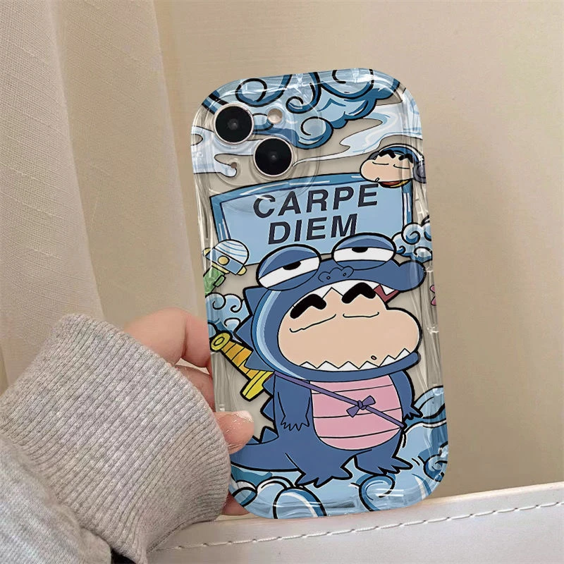 鳄鱼小新苹果华为荣耀小米oppovivo手机壳可爱防摔软壳女波浪纹男