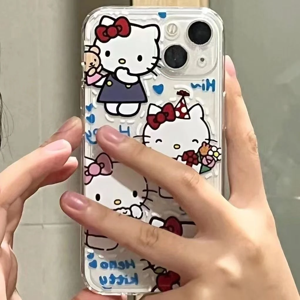 四只KT猫苹果华为vivo/oppo小米荣耀手机壳透明小众ins风可爱创意
