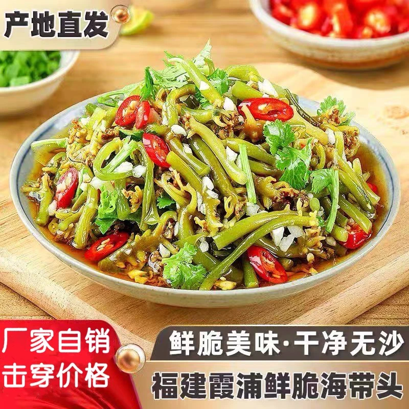 霞浦海带头海带苗头海带嫩芽头新鲜盐渍海带芽头凉拌爆炒火锅脆嫩