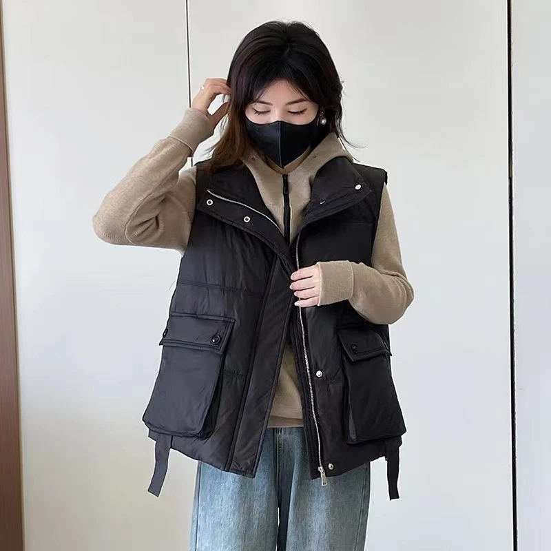 218胖mm棉服马甲女秋冬新款宽松设计感时尚背心棉马夹外套潮