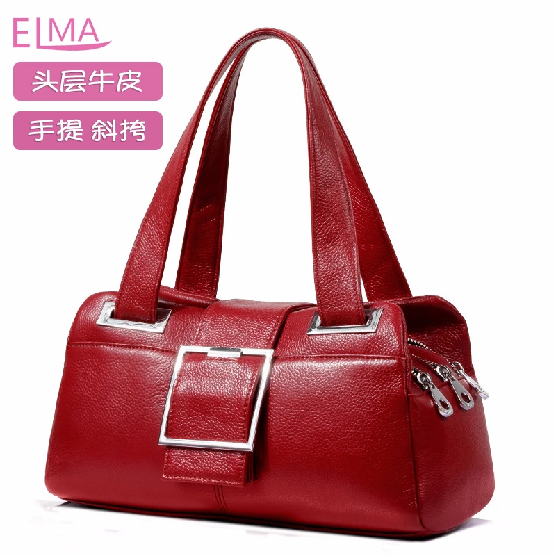 真皮2025新款欧美潮流女包手提包时尚百搭枕头包妈妈包女士单肩包
