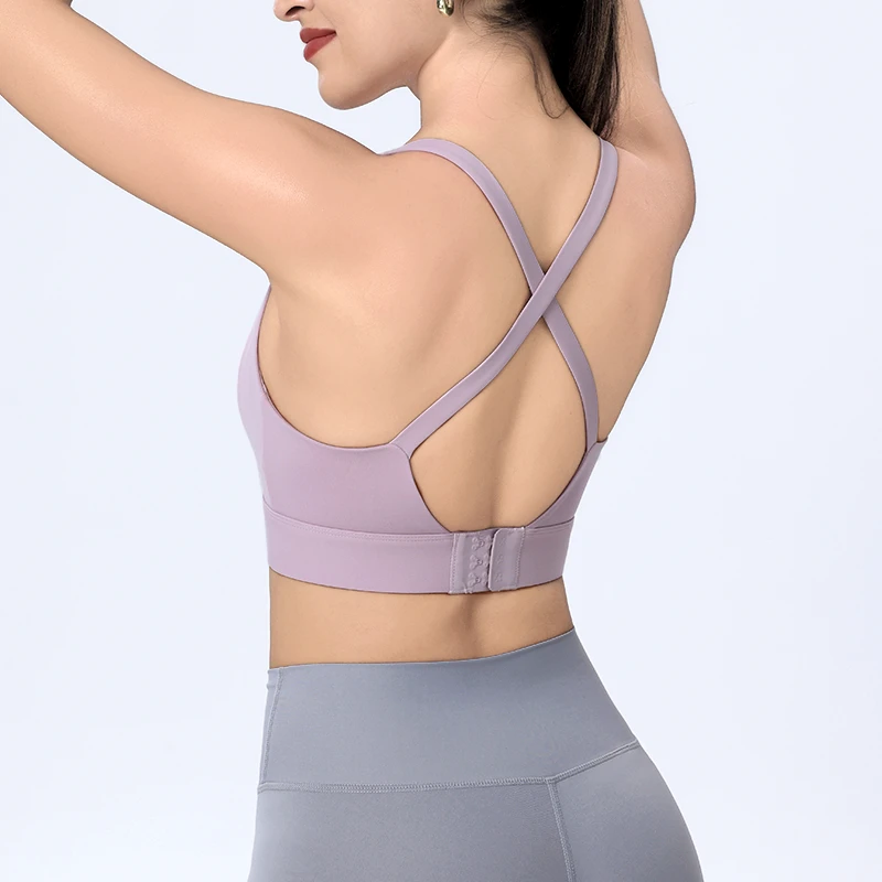 高强度一体式运动美背内衣女速干减震瑜伽背心无钢圈跑步运动背心
