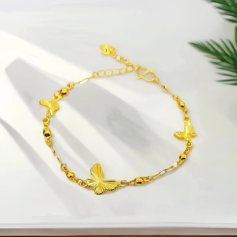 黄铜手链 亮哥推荐 铜镀24k镭射蝴蝶手链时尚百搭久不掉色