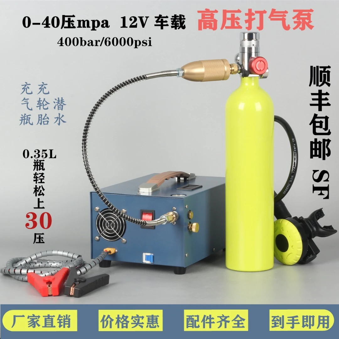 猎豹12V潜水打气机车载户外高压气泵30mpa220V12伏风冷高压充气泵