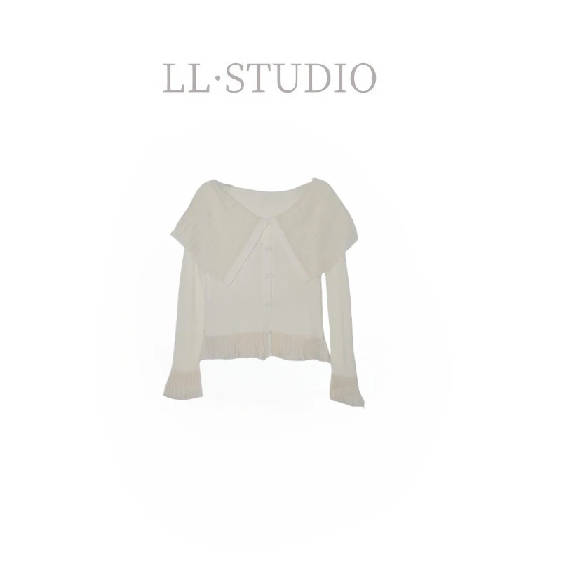 妙兮·LL秋季新款轻奢高档女装娃娃领毛织毛衣外套*20241597