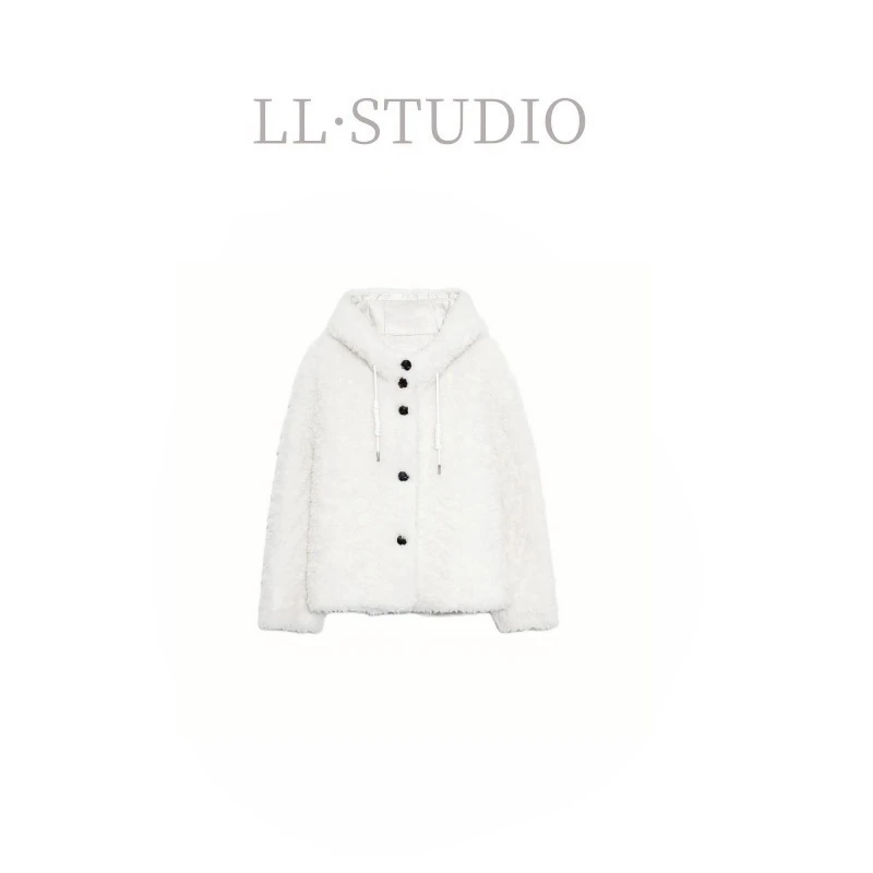 妙兮·LL秋冬季新款百分百羊毛奢华高档连帽女装连帽外套*20241472