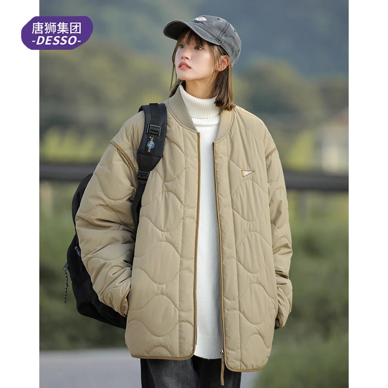 唐狮集团DESSO菱格棉服男女款冬季vintage美式复古棒球服棉衣外套