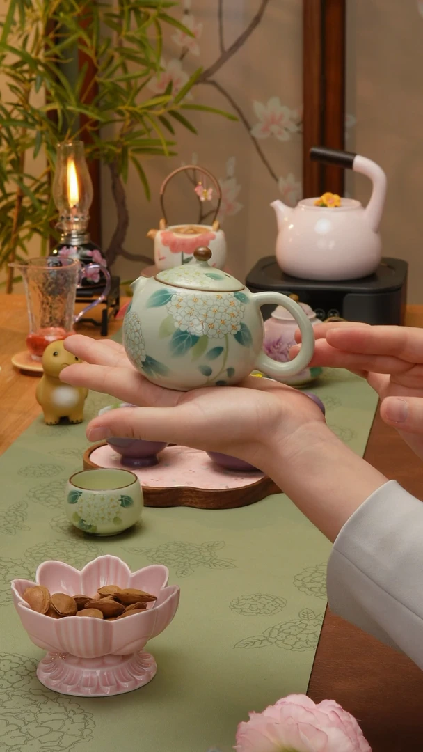 【闪购商品】【领丰茶具福力】西施壶绣球花汝瓷