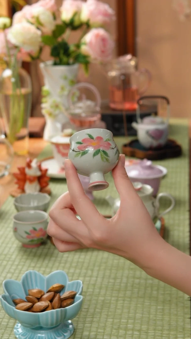 【闪购商品】【领丰茶具福力】山茶小高足杯