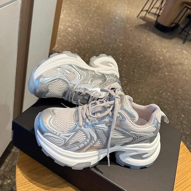 鞋高5cm小个子百搭运动鞋潮流ins透气网面夏秋季新款厚底老爹鞋女