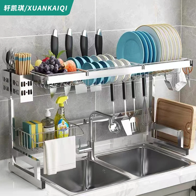 不锈钢厨房水槽置物架台面多功能碗架碗碟沥水架水池上台面碗碟架