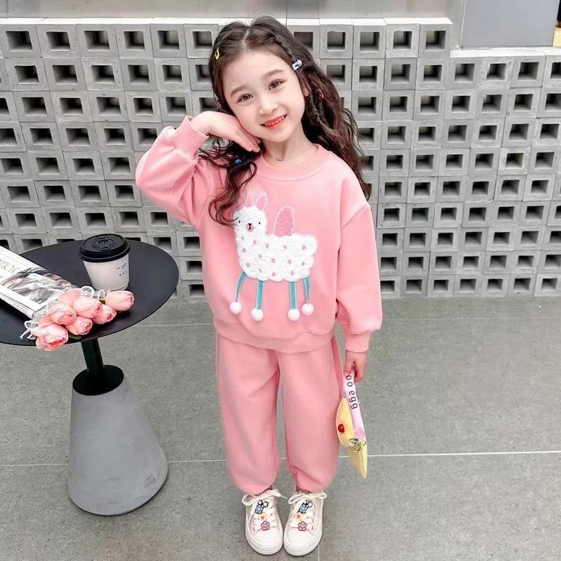 女童运动套装秋装2024新款可爱洋气儿童秋款女孩春秋卫衣两件套潮