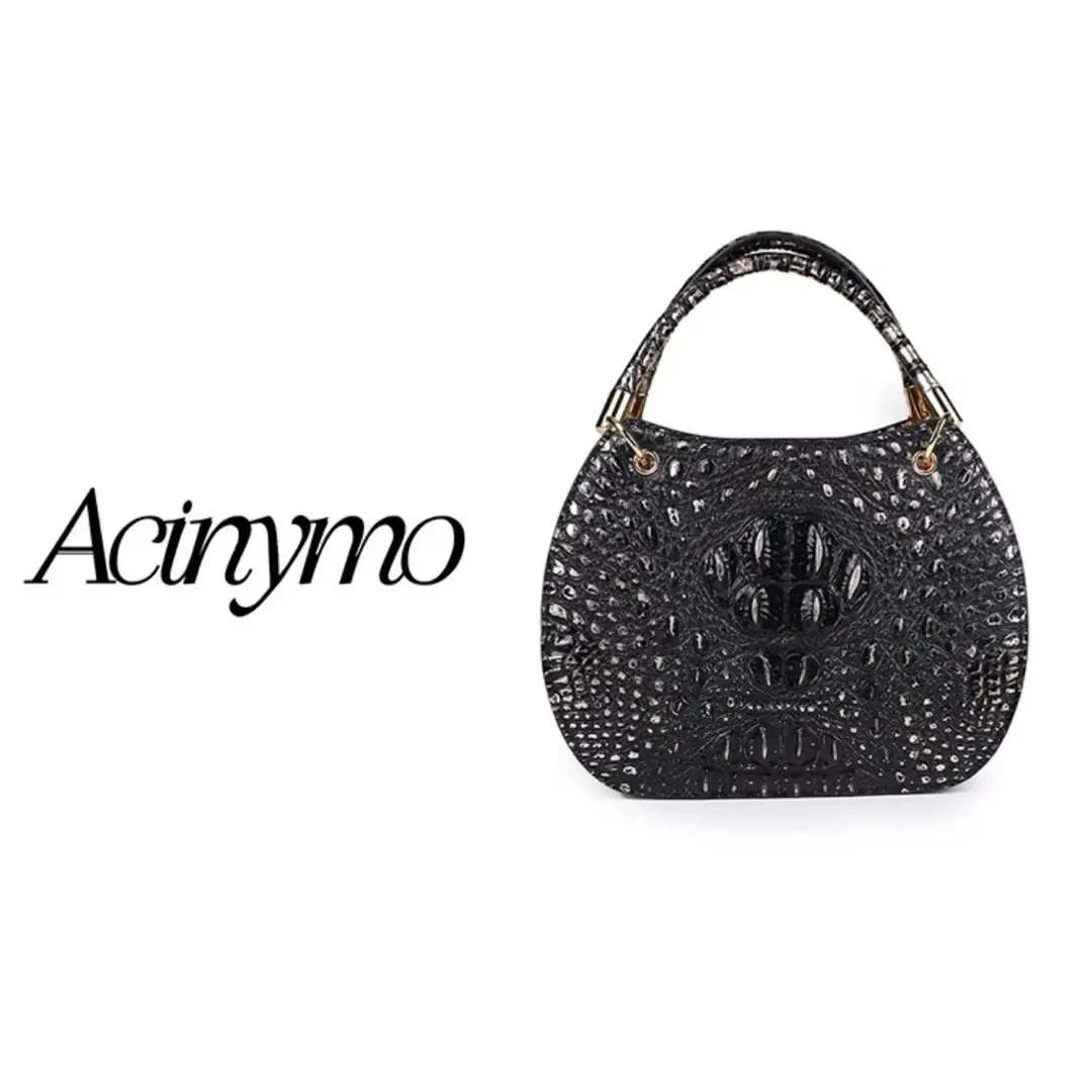 【2024无撞款设计版高定女包】Acinymo秀款玄甲鳄鱼单肩手提包A1359