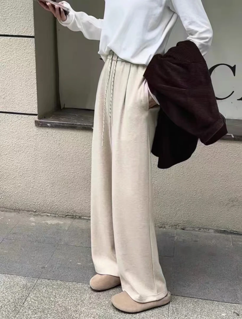 2662时尚百搭加绒加厚休闲糯米裤（裤长103CM左右）