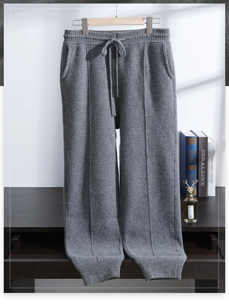 【男士100%山羊绒外穿裤】四平针加厚中缝裤A030