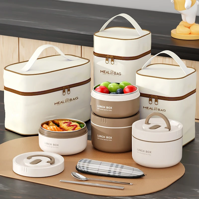 304不锈钢饭饭盒上班族专用手提分隔便当可微波炉加热大容量饭盒