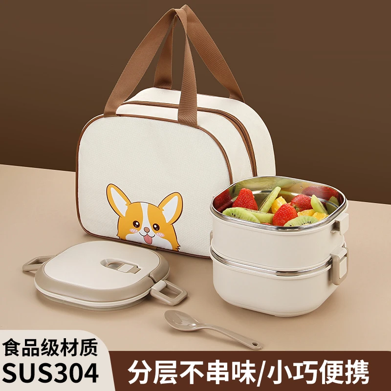 304不锈钢饭盒日式手提便当盒食品级上班族多层保温饭盒便携餐盒