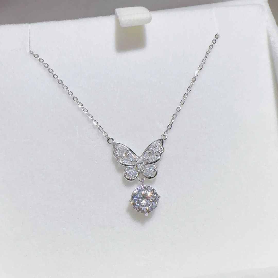 坠链均925银莫桑石 梨洇 M-09