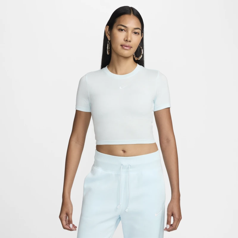 Nike耐克官方女修身版型辣妹短款T恤秋季针织运动刺绣柔软FB2874