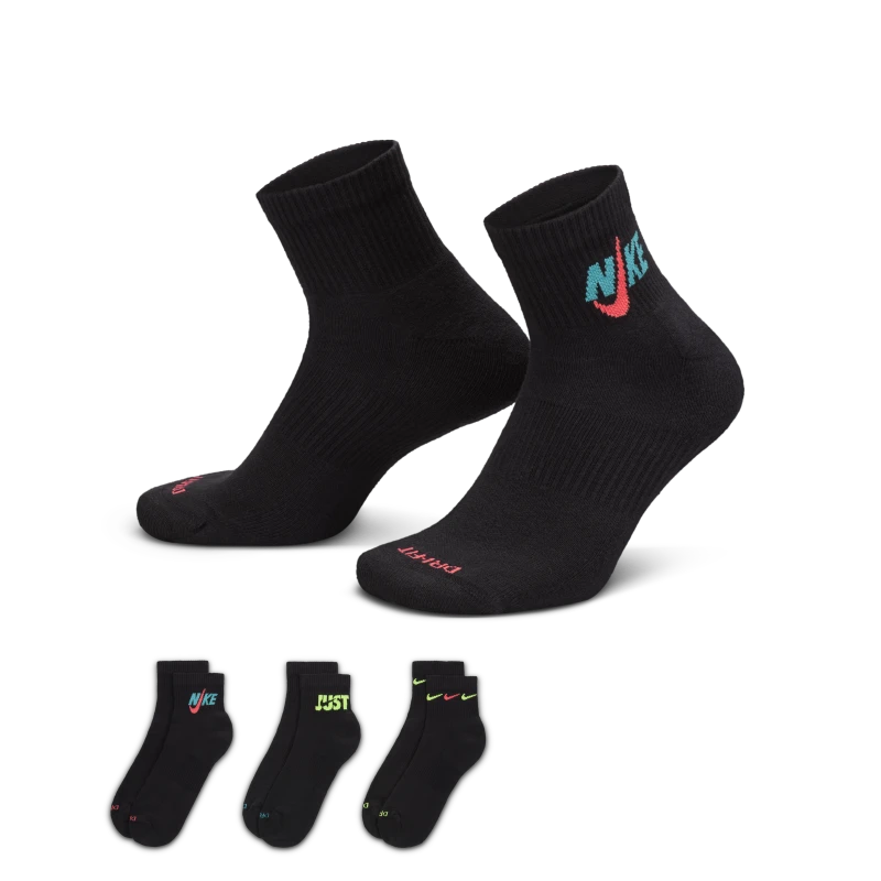 Nike耐克官方舒适速干训练短袜3双秋季透气缓震针织运动DH3827