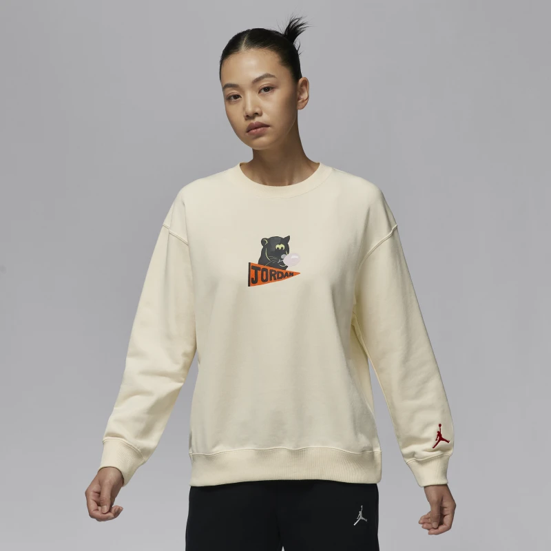 Jordan官方耐克女法式毛圈运动衫冬季新款圆领卫衣宽松HV1749