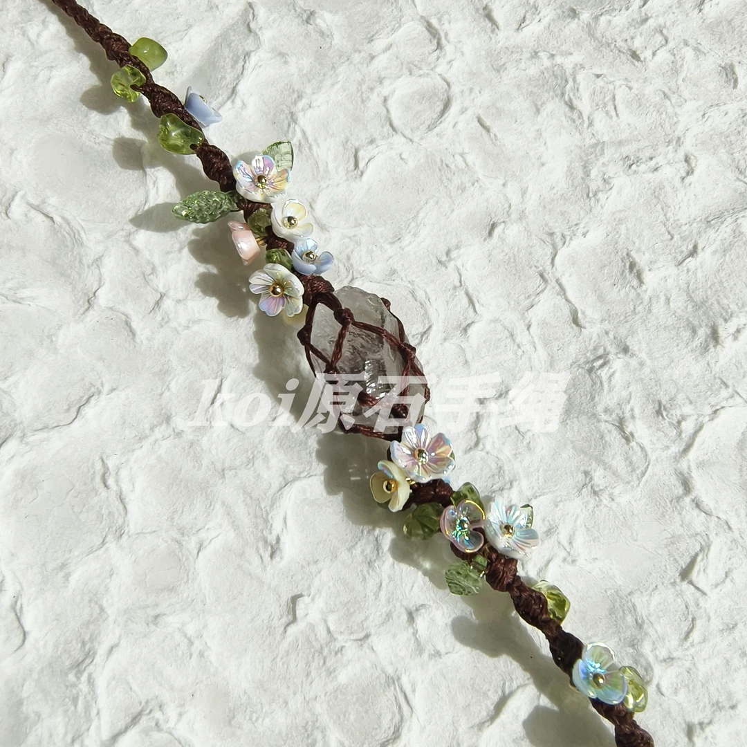 非金属布艺手链 macrame原石手链手工制作天然原石礼物仙女必备