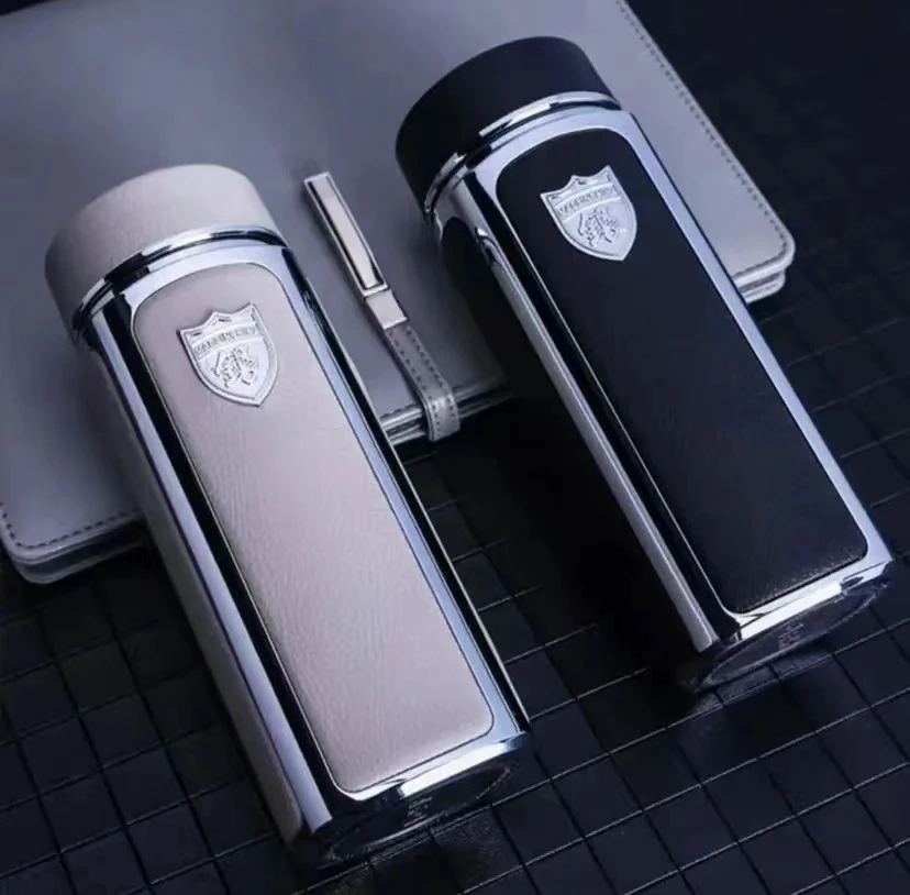 皮纹杯高端新商务保温杯高档礼品杯过滤大容量加厚双层银胆