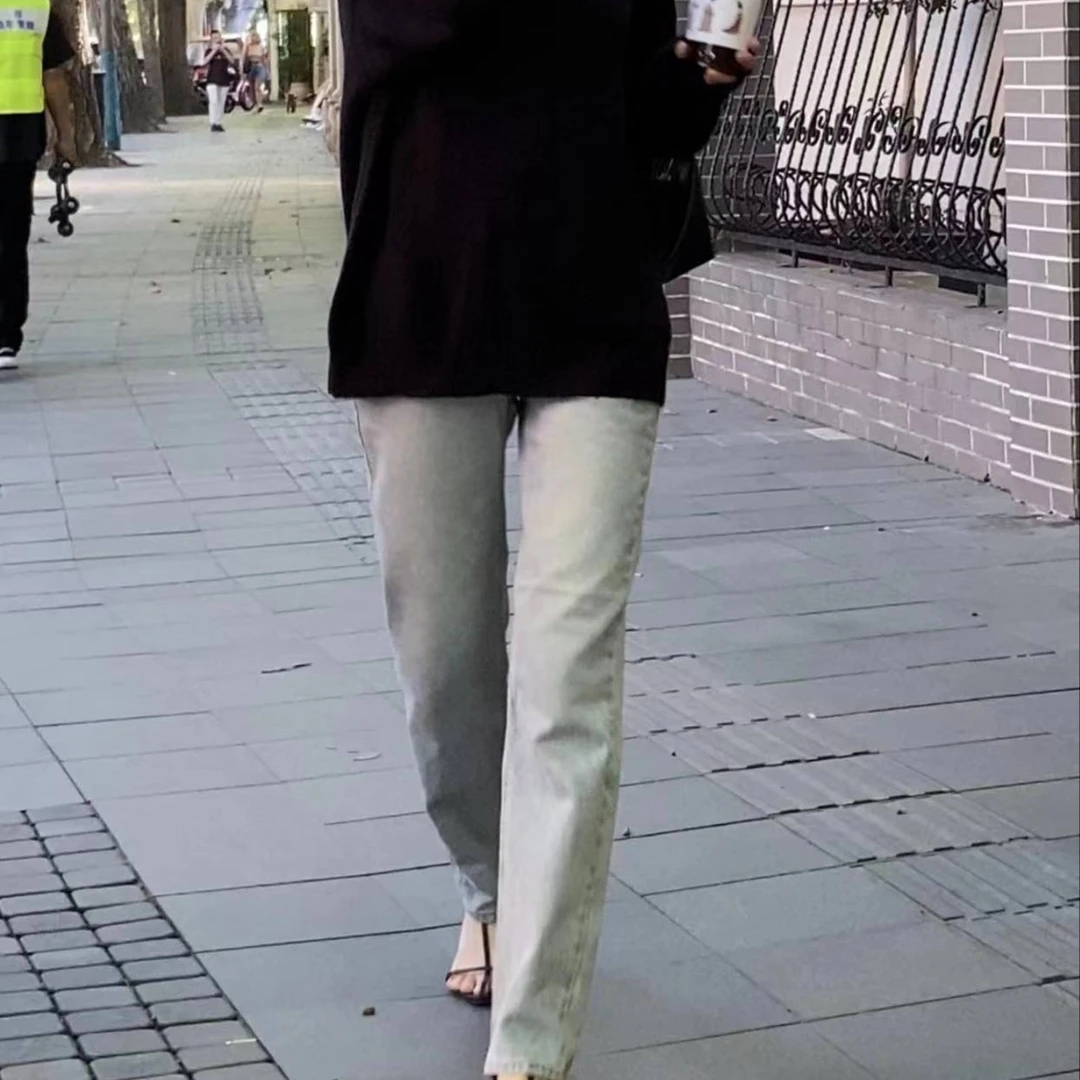 Z11女装 浅复古色高腰直筒长款牛仔裤 Z22FZ949