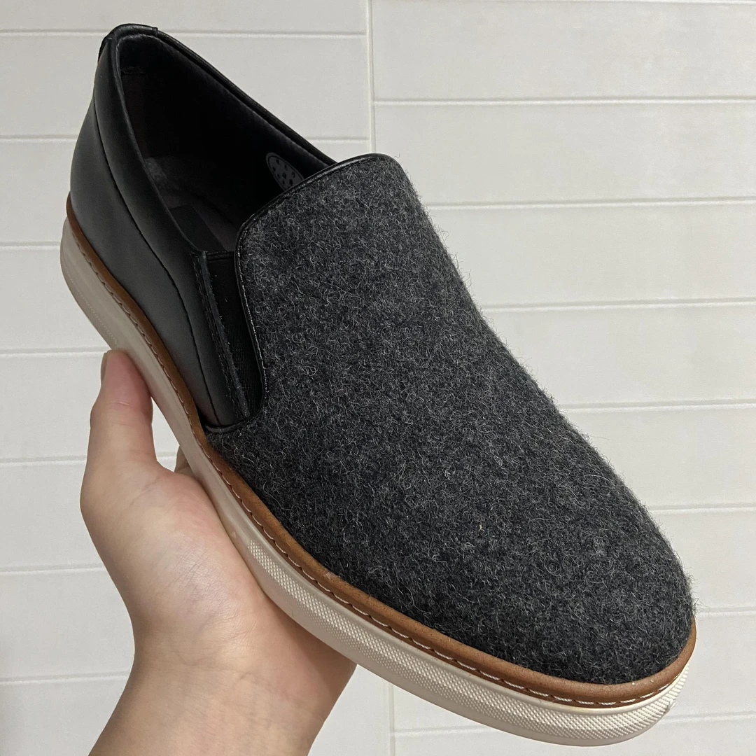 【183S】秋冬季新款休闲鞋黑色男士时尚低帮板鞋套脚一脚蹬男鞋