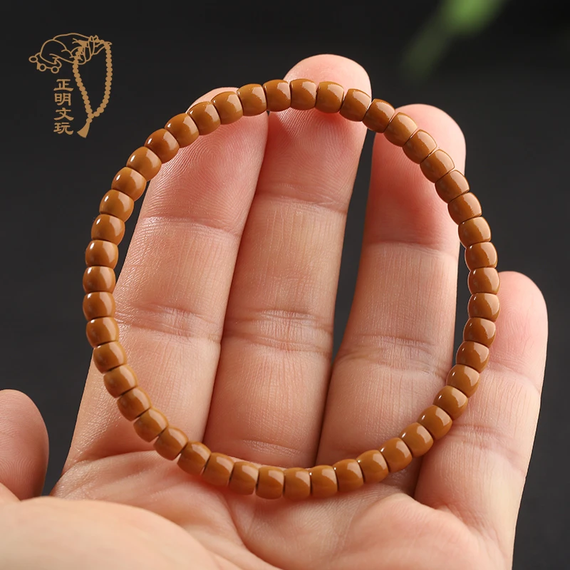 5.0mm精品橄榄核核尖直切桶珠手串单圈素籽佛珠文玩