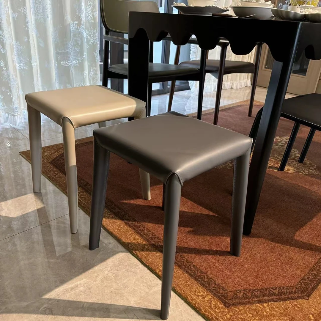 两张【添座凳】 简约轻奢中古北欧风高档创意时尚家用餐厅茶室凳椅