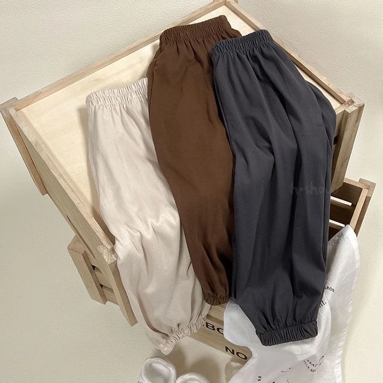 灰调抖抖裤男女童休闲裤2024夏季新款男女宝宝防蚊裤潮薄款百搭