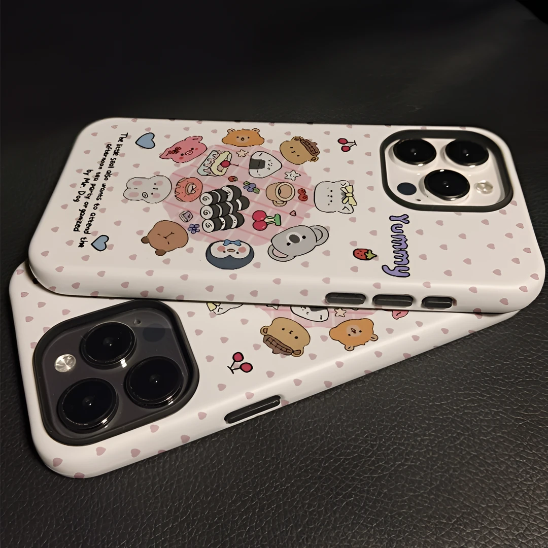 ins动物聚餐新款手机壳苹果15pro华为荣耀vivo小米oppo防摔高级感